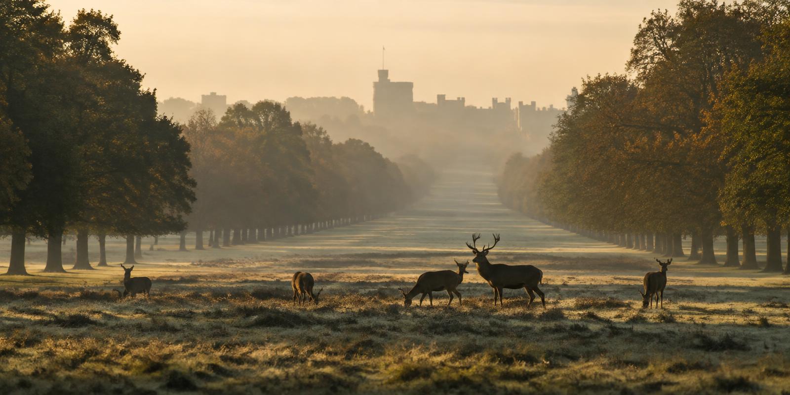 Deer in Windsor Great Park at dawn
