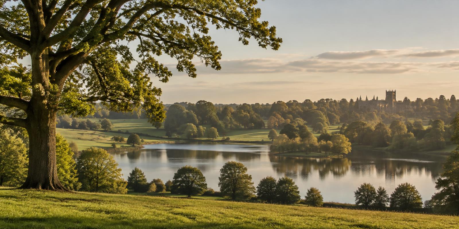 Parkland and lake near St Albans, Hertfordshire